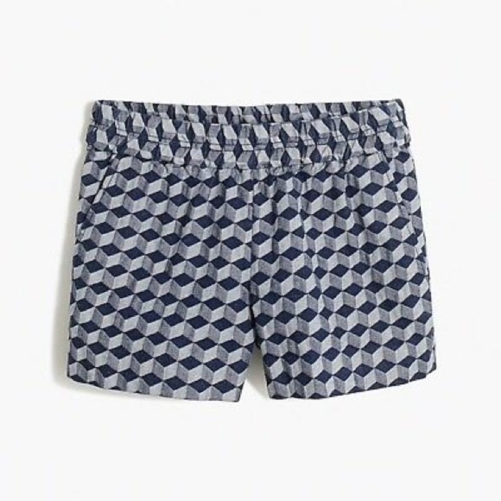 J Crew geometric print 3" boardwalk pull-on short